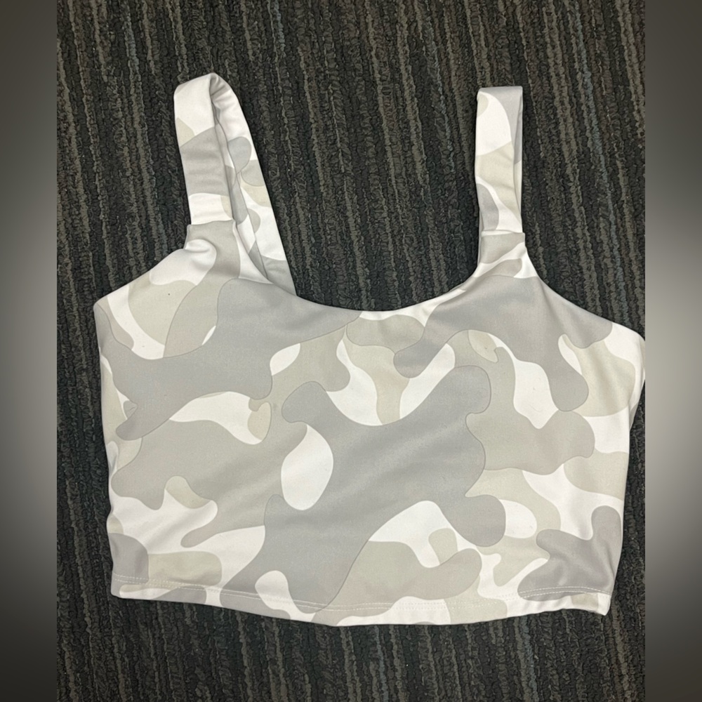 Gotten sports bra size small grey white cameo